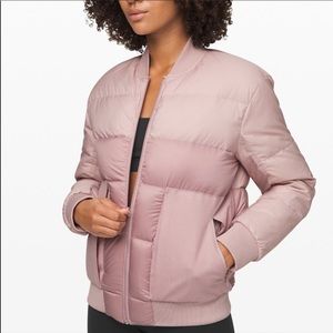 Lululemon Pink Roam Far Wool Down Bomber Coat New